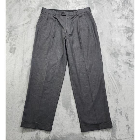 Perry Ellis Portfolio Other - Perry Ellis Portfolio Dress Pants Mens 38/30 Gray Pleated Cuffed Polyester Rayon